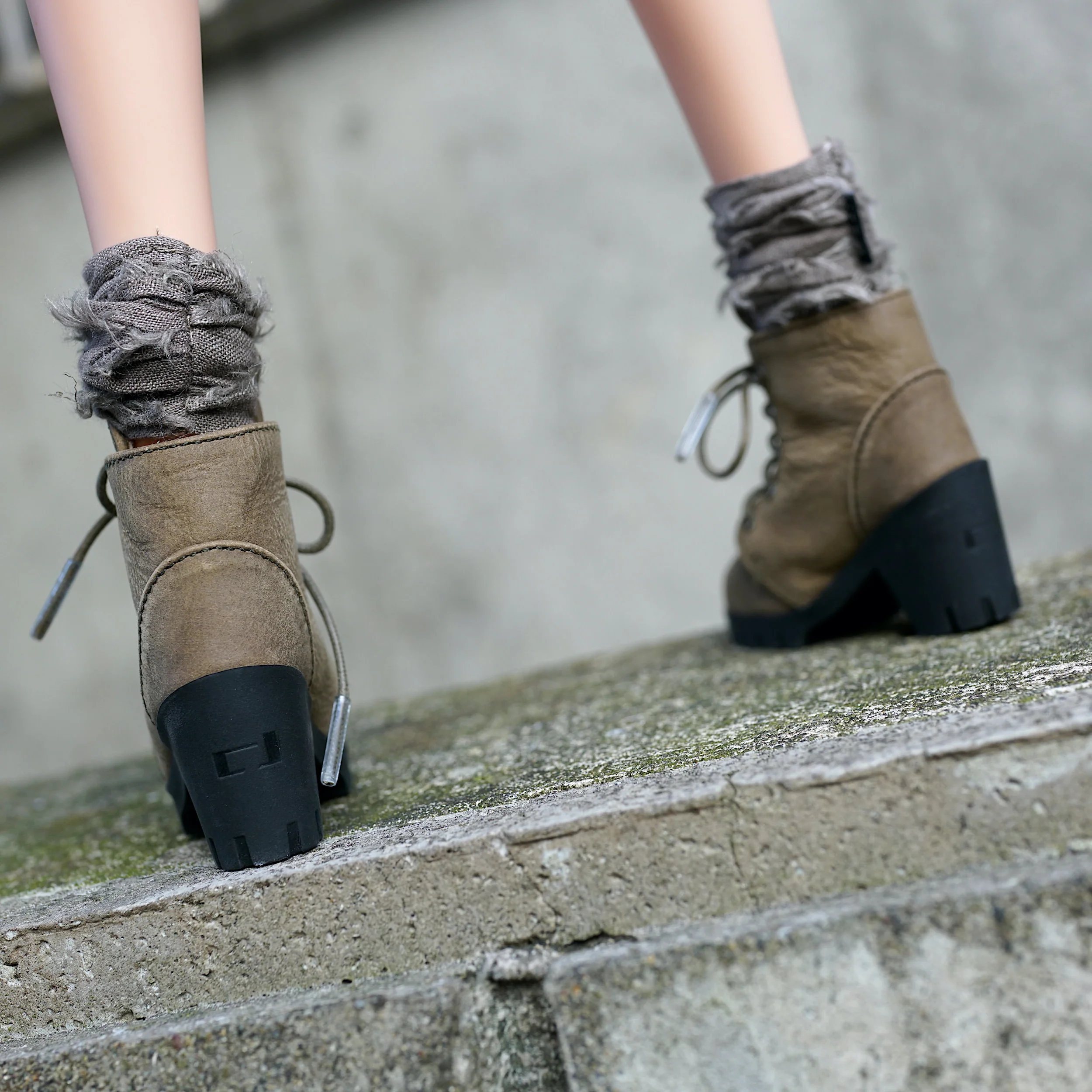 Lace Boots (Khaki) - Image 3